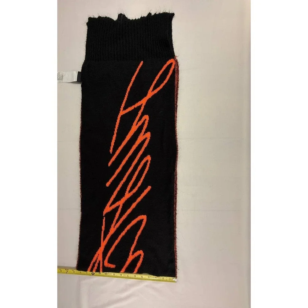 Just Cavalli Signature Logo Scarf Beanie Set Orange Black Size Small Italy